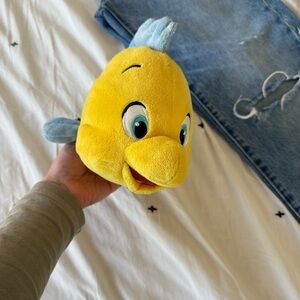 Disney Yellow and Blue Plush Fish Toy Flounder Little Mermaid‎